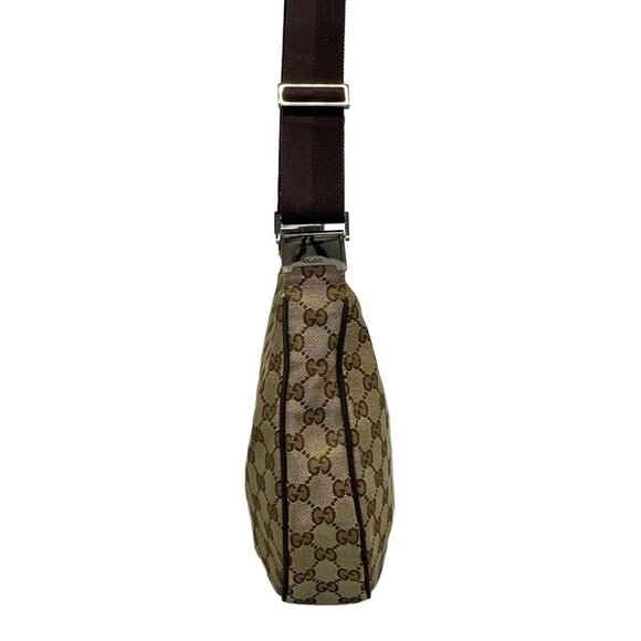 Auth GUCCI GG 122790 Beige Dark Brown Jacquard Leather Shoulder Bag - Picture 2 of 16